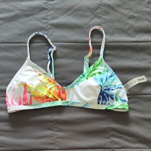 SHEIN Multicolor Leaf Print Bikini Top
